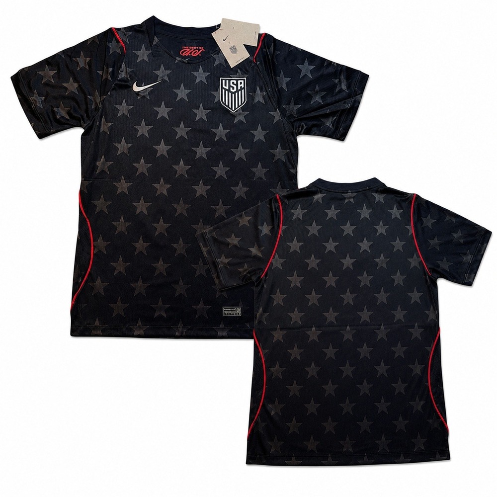 Nike USA Soccer Jersey Black Star Print Pre-Match Training Mens Medium